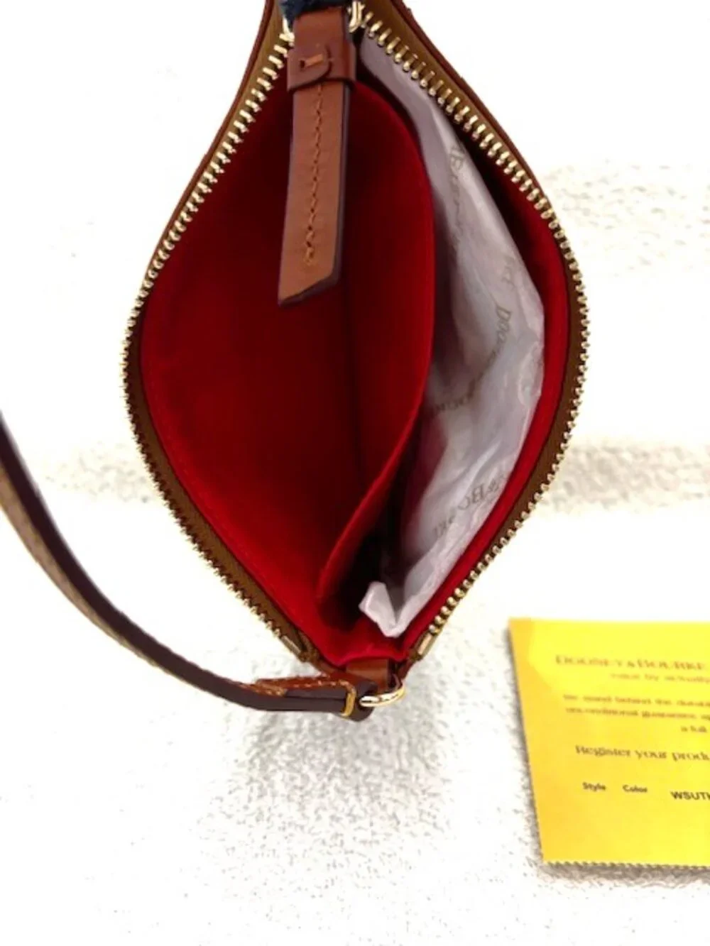Dooney & Bourke large slim wristlet in Bordeaux plaid NWT